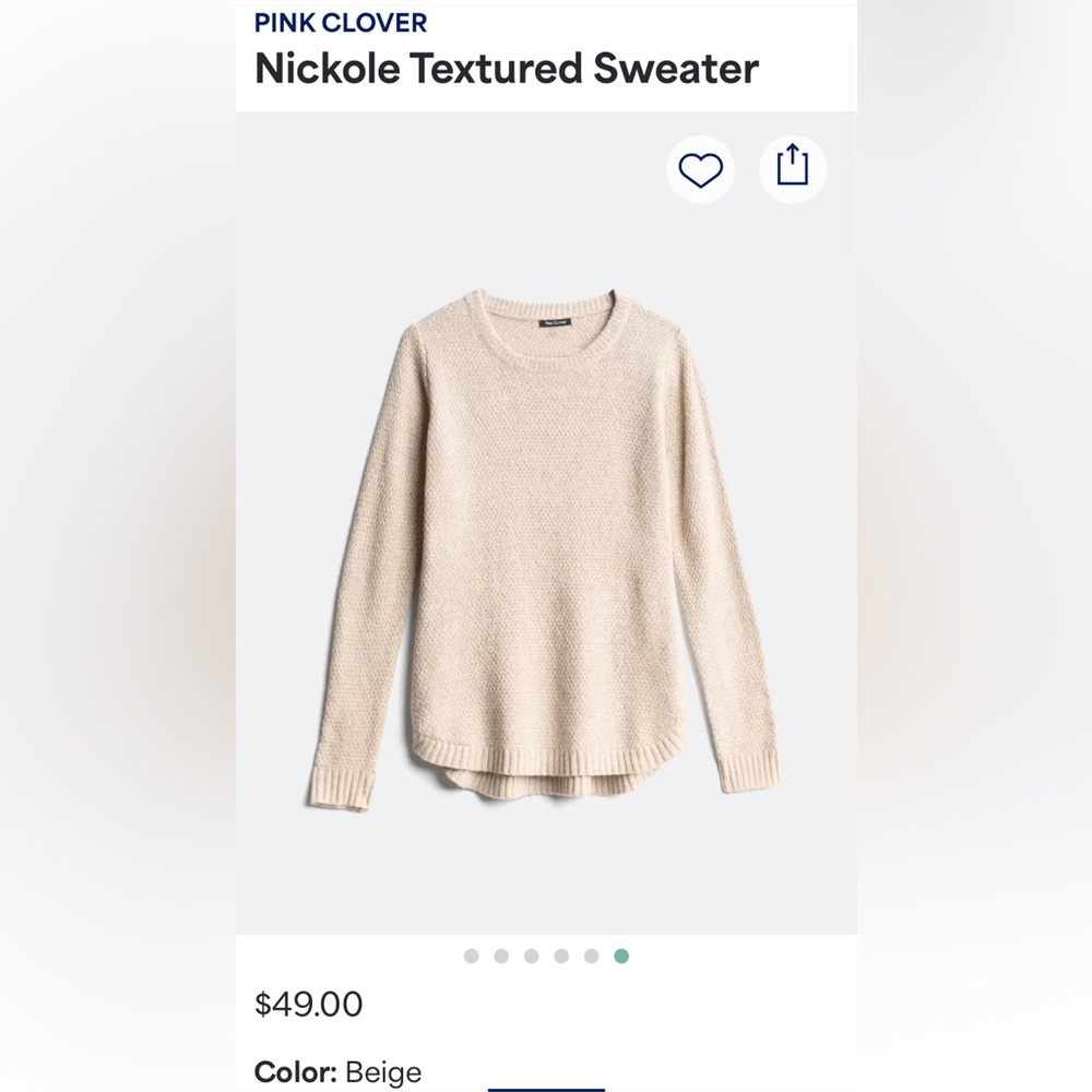 Nickole Textured Sweater - Size: Small, Color: Beige